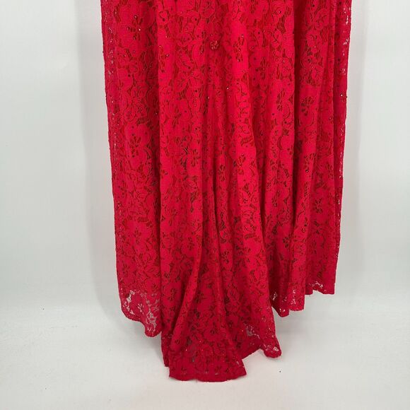 ABBY PARIS Red Lace Gem Bling Mermaid Homecoming Prom Maxi Formal Gown Dress 6 - Picture 9 of 11